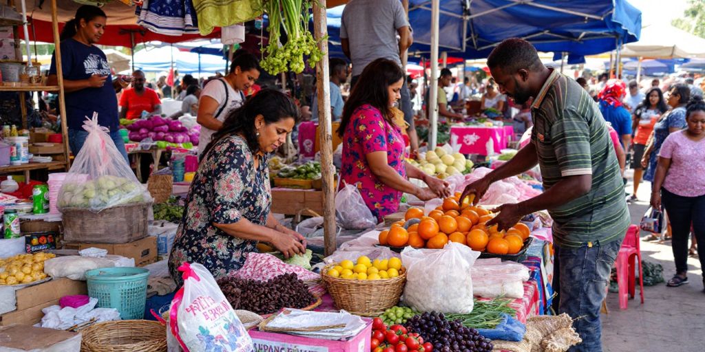 Pasar lokal di Brebes dengan pedagang dan pembeli.